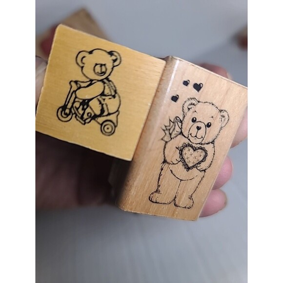 VTG Lot Of 7 Rubber Stamps Teddy Bears Heart Bear Stamp Stamping Scrapbooking - Picture 10 of 10